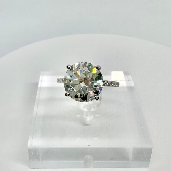 Moissanite Diamond Engagement Ring 5 Ct Round Cut Solitaire GRA Size 6.5 - Picture 10 of 11